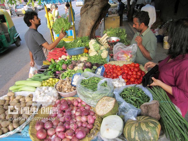 印度德里的蔬菜供应商Vegetable Vendor in Delhi India